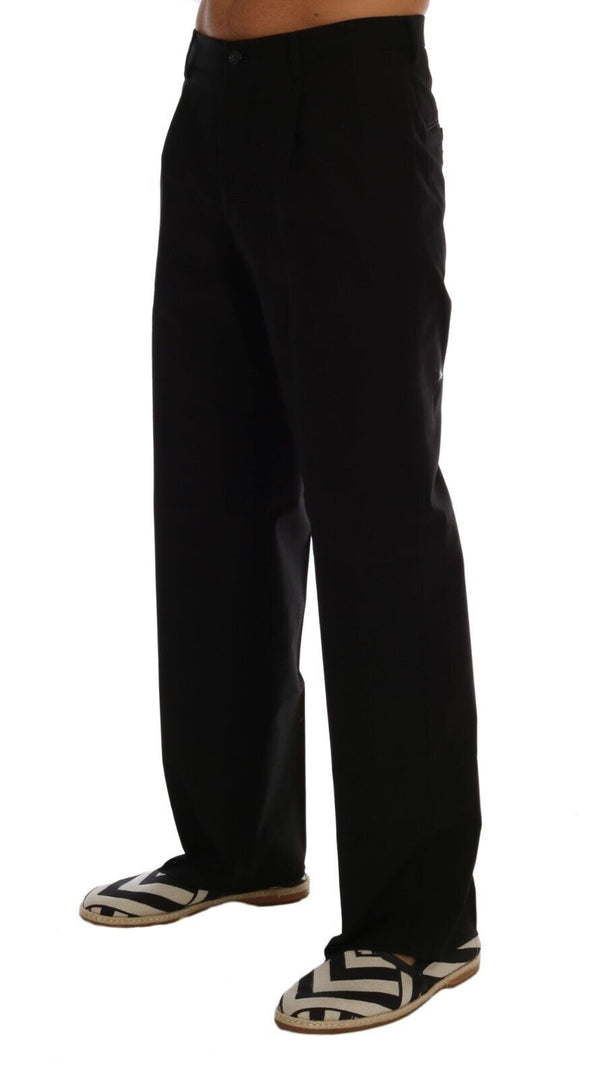 Elegante schwarze Baumwollstreckhose