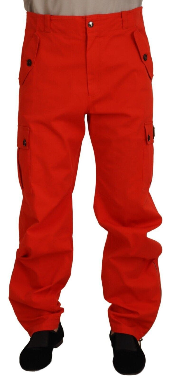 Elegantes pantalones de mezcla de algodón rojo