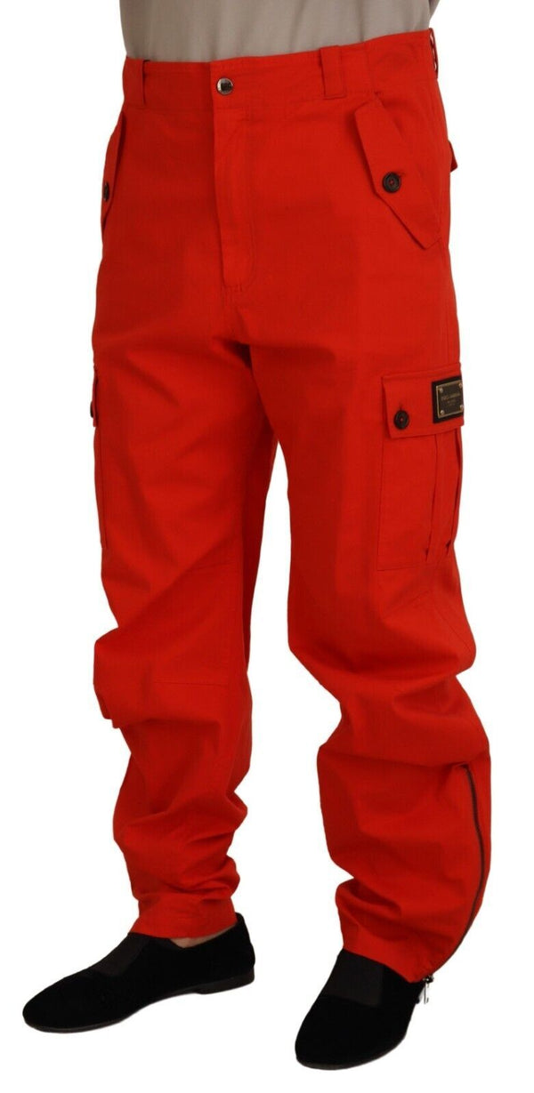 Elegantes pantalones de mezcla de algodón rojo