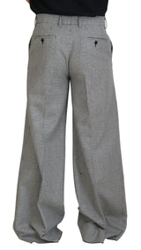 Elegantes pantalones blancos de lana-mohair negro