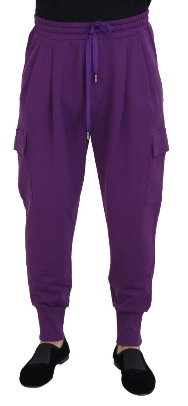 Eleganti pantaloni della tuta di carico di cotone viola