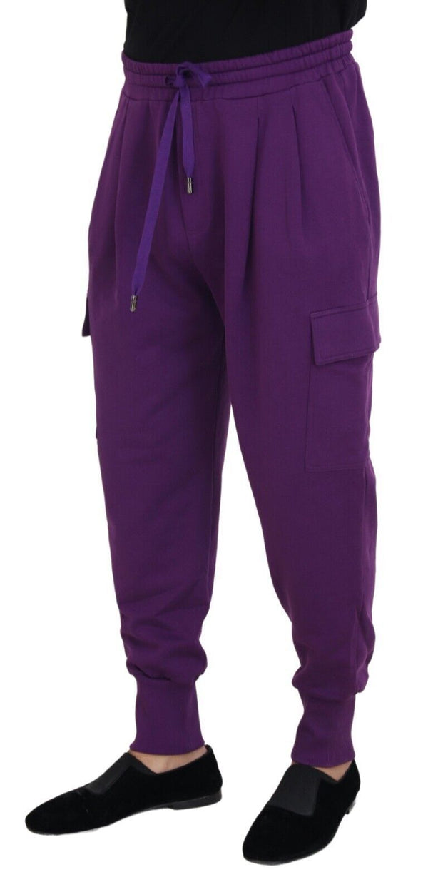 Eleganti pantaloni della tuta di carico di cotone viola