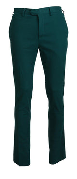 Pantaloni di cotone puro verde elegantemente su misura