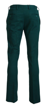 Pantalones de algodón verde puro elegante a medida