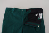 Pantaloni di cotone puro verde elegantemente su misura