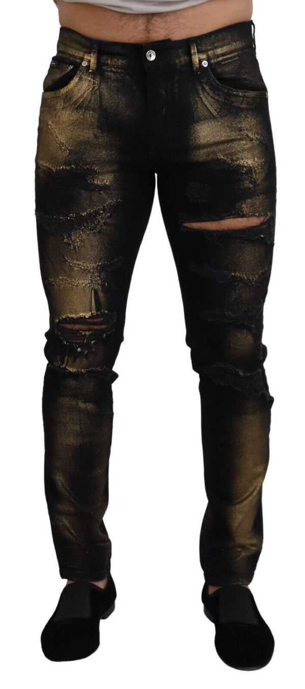 Elegante schwarze Goldstaubjeans