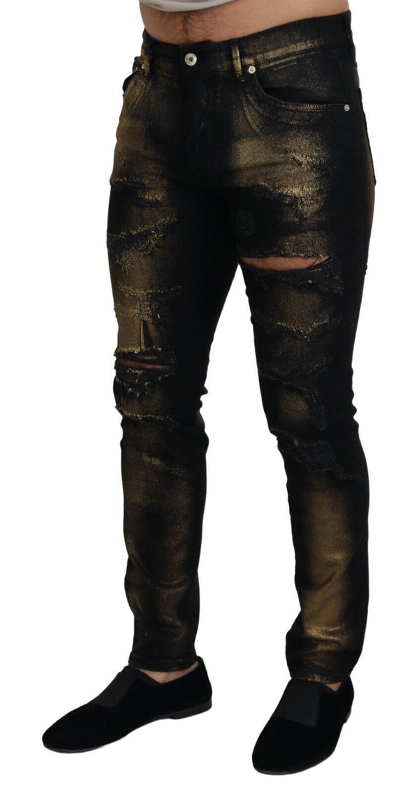 Elegante schwarze Goldstaubjeans