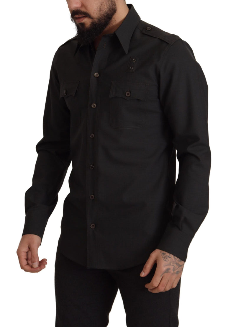 Elegante camisa de algodón verde oscuro Fit