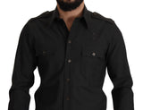 Elegante camisa de algodón verde oscuro Fit