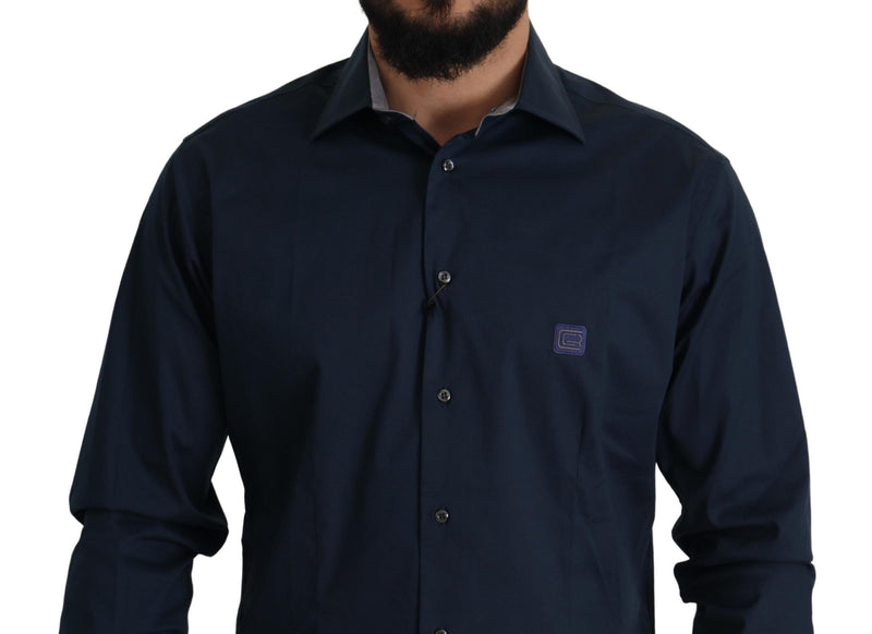 Camicia abito di cotone eleganza blu scuro