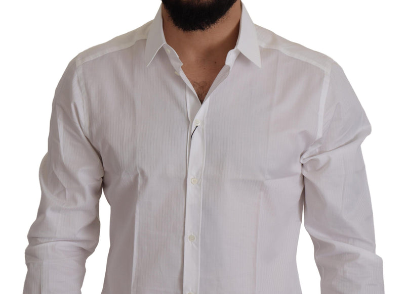 Elegant White Cotton Dress Shirt