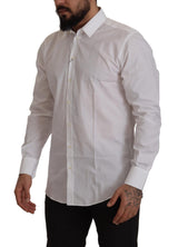 Elegant Slim Fit White Martini Hemd Hemd