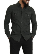 Sleek Dark Grey Algody Camiseta casual