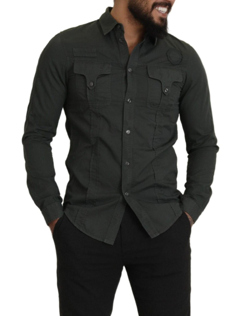 Selta camicia casual in cotone grigio scuro