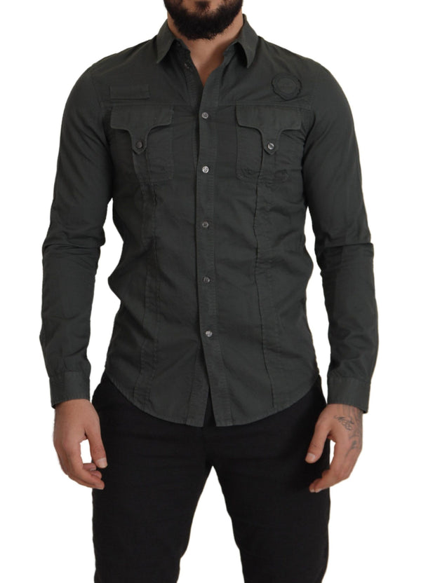 Sleek Dark Grey Algody Camiseta casual