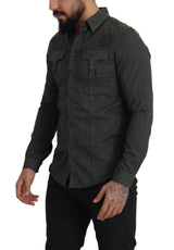 Sleek Dark Grey Algody Camiseta casual