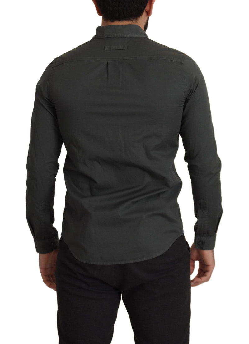 Sleek Dark Grey Algody Camiseta casual