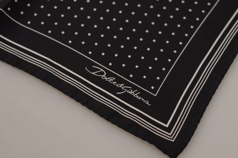 Élégant foulard pour hommes à pois de soie noire