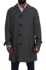 Elegante trench a quadri grigio