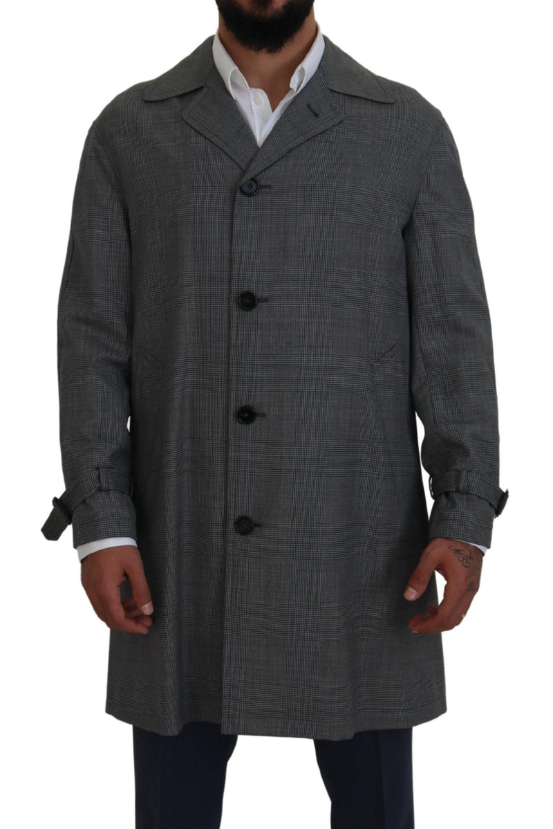 Elegantes graues kariertes Trenchcoat