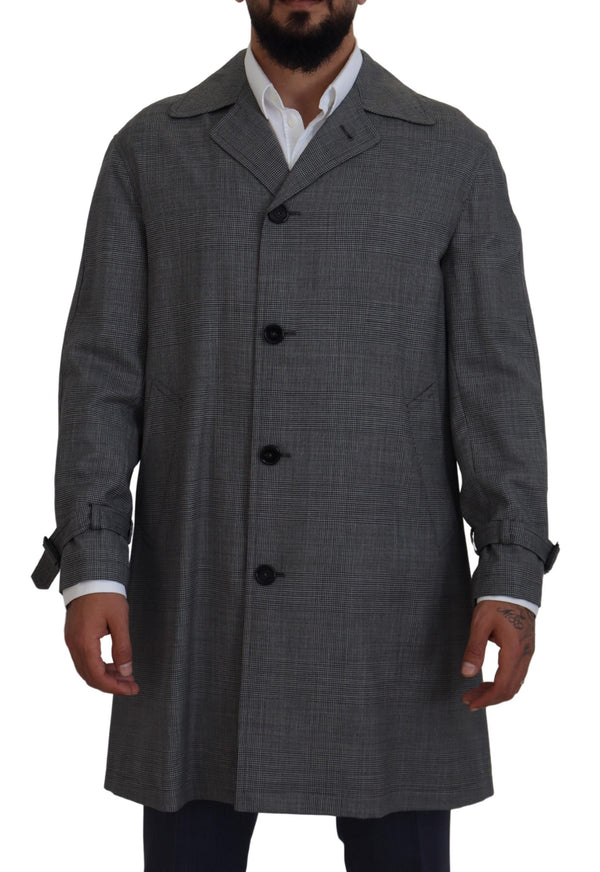 Elegantes graues kariertes Trenchcoat