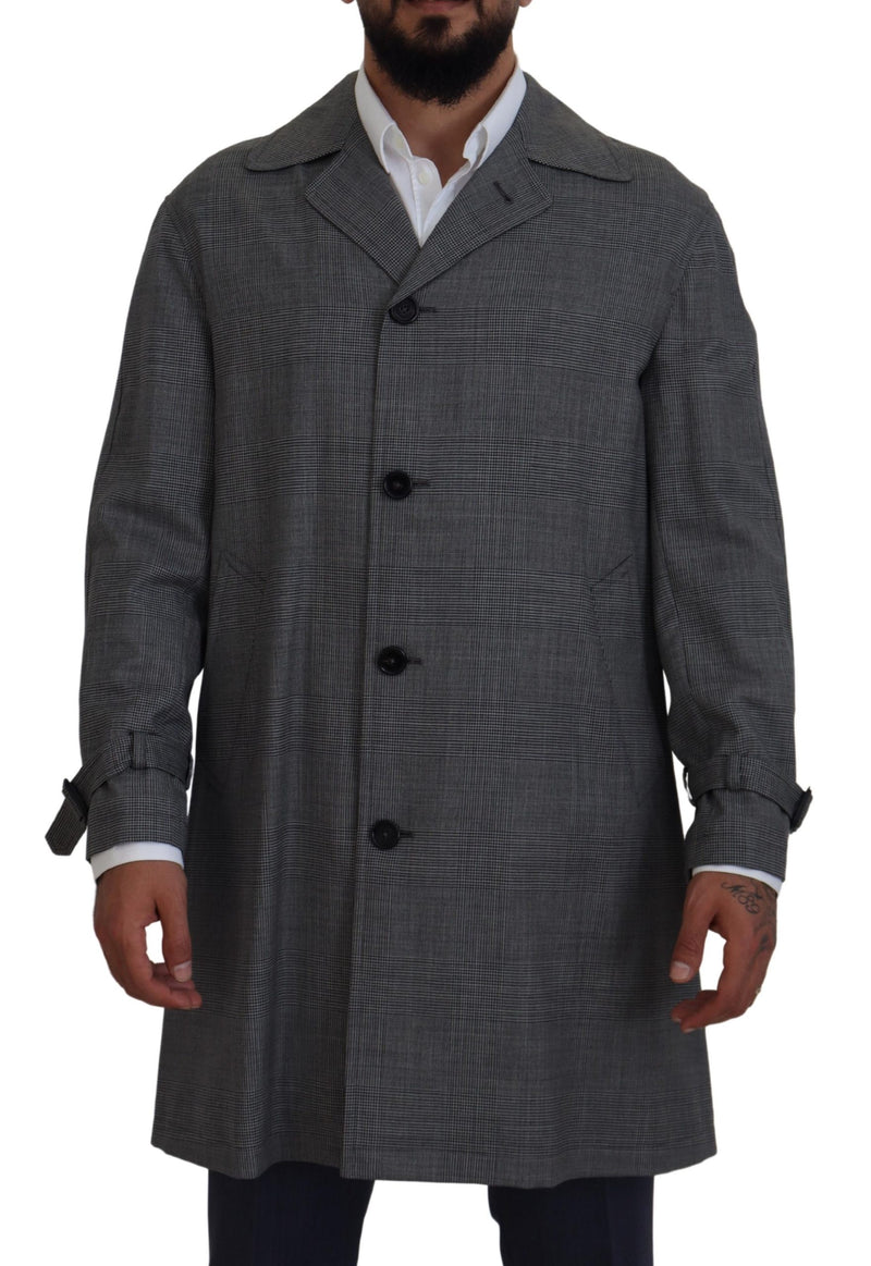 Elegante trench a quadri grigio