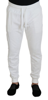 Eleganti pantaloni della tuta in cotone bianco