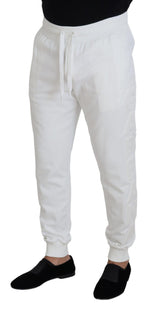 Elegantes pantalones de chándal de algodón blanco