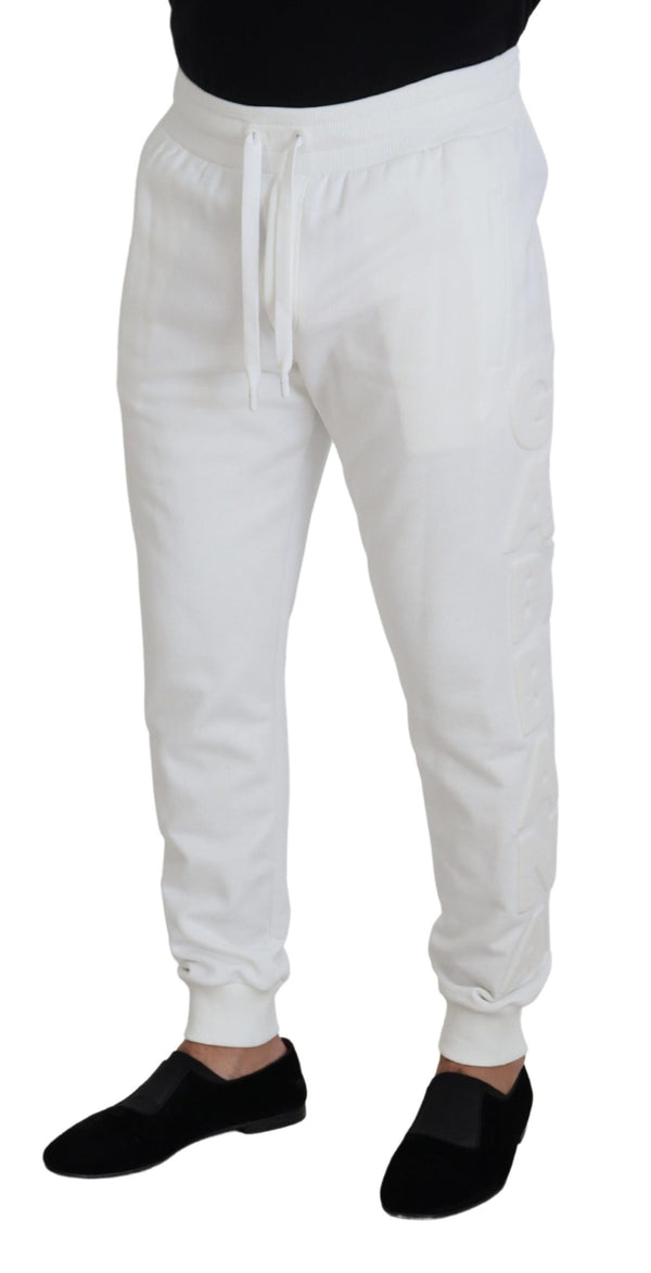 Eleganti pantaloni della tuta in cotone bianco