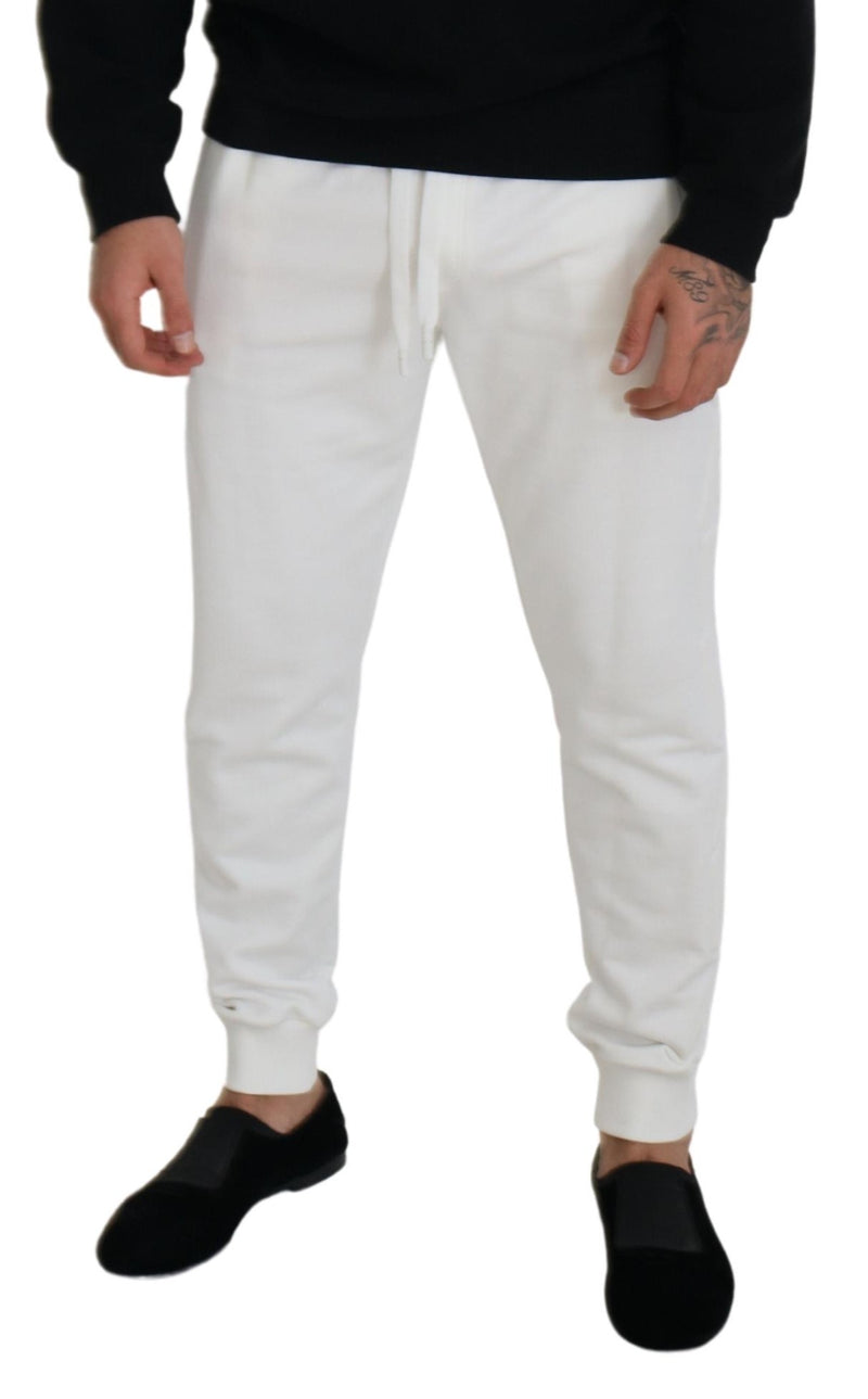 Elegantes pantalones de chándal de algodón blanco