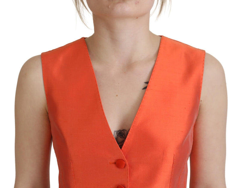 Gilet de soie orange élégant