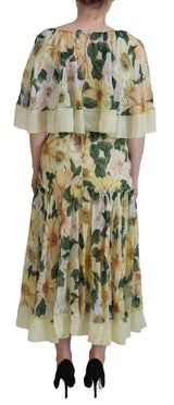 Robe maxi plissée en soie florale