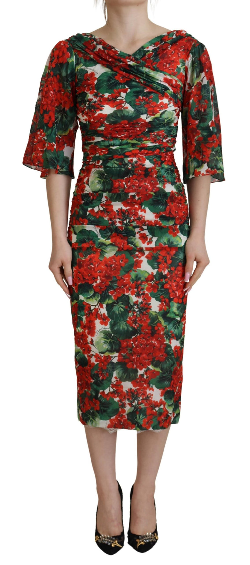 Bezaubernde blumige Druckscheidekleid