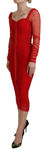 Elegante abito da guaina rossa bodycon