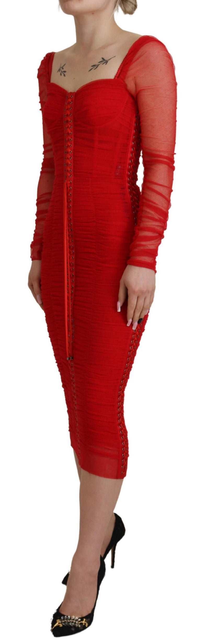 Elegante abito da guaina rossa bodycon