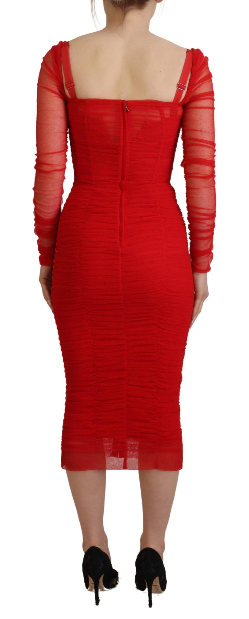 Elegante abito da guaina rossa bodycon