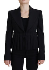 Κομψό Black Stretch Wool Blazer