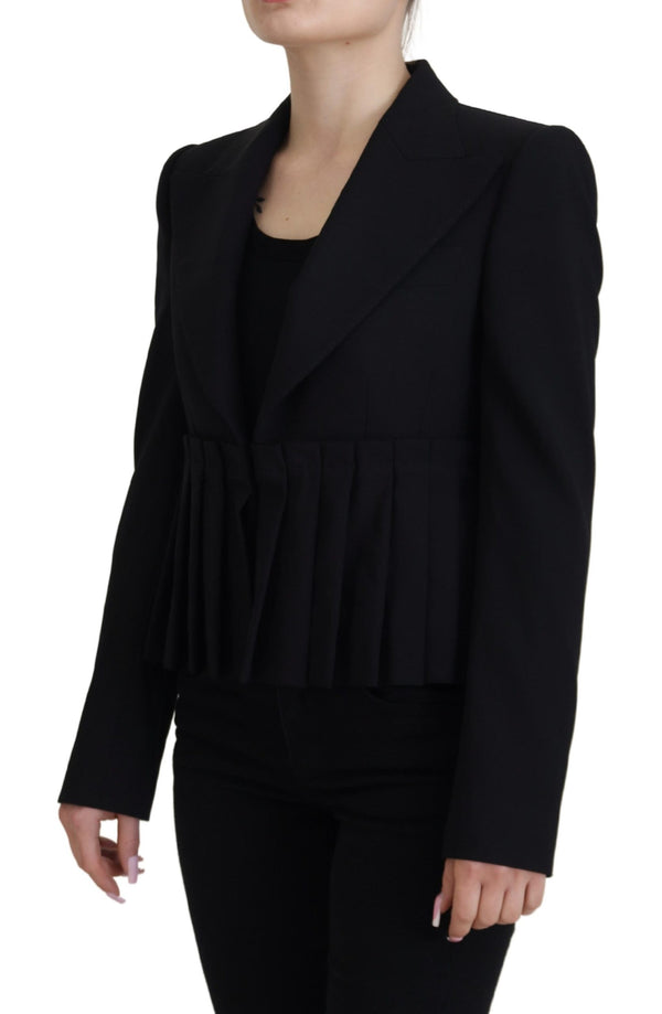 Κομψό Black Stretch Wool Blazer