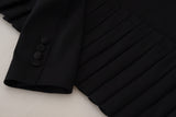 Κομψό Black Stretch Wool Blazer