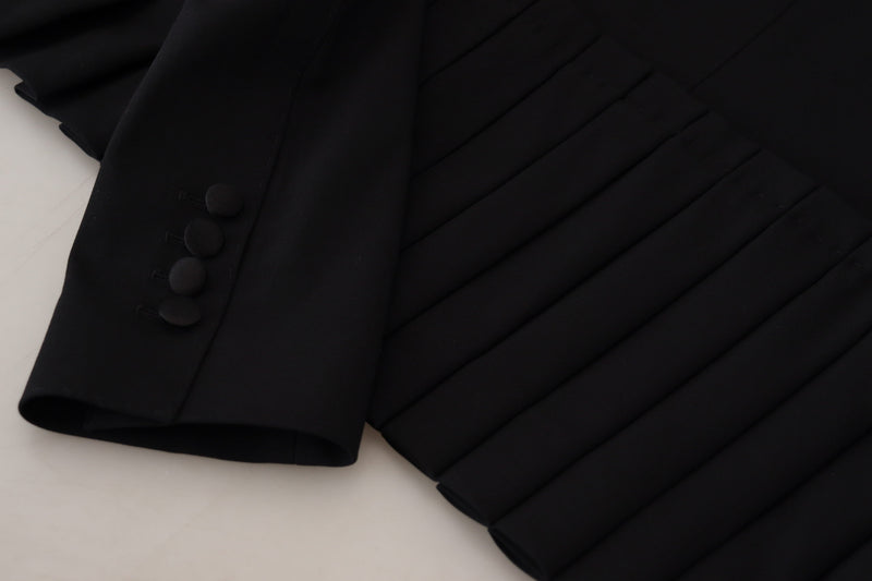 Blazer en laine d'étirement noir élégant