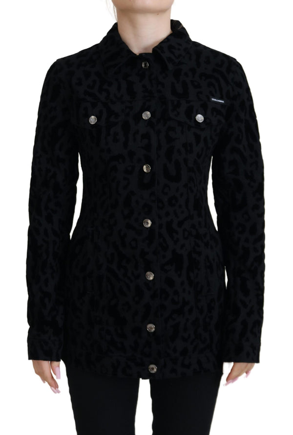 Chic Leopard Muster Jeansjacke