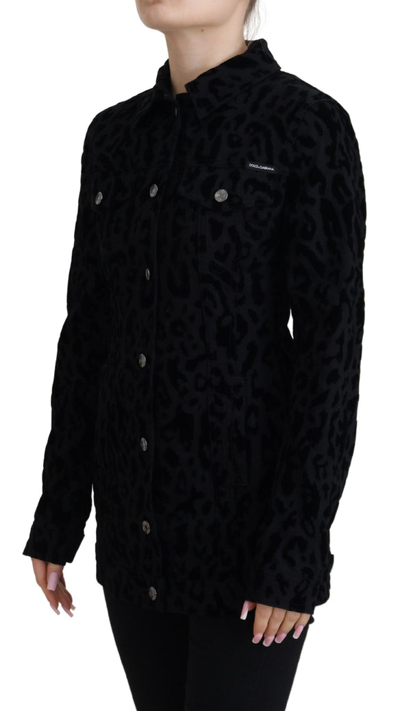 Chic Leopard Muster Jeansjacke