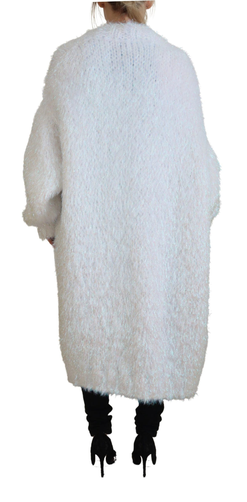 Elegante giacca cardigan a maniche lunghe bianche