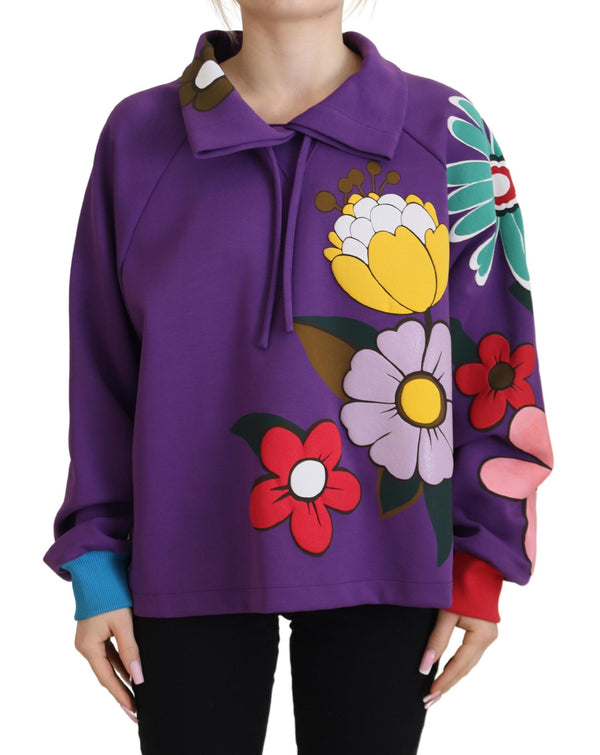 Eleganter lila Blumenpullover -Pullover