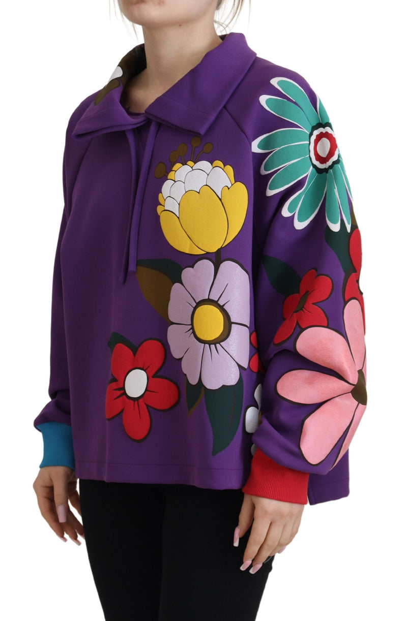 Elegante maglione a pullover floreale viola