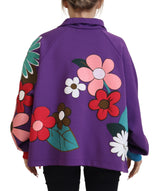 Eleganter lila Blumenpullover -Pullover