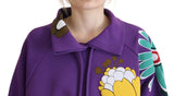 Eleganter lila Blumenpullover -Pullover