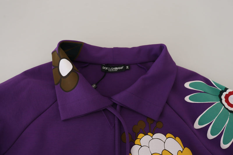 Elegante maglione a pullover floreale viola