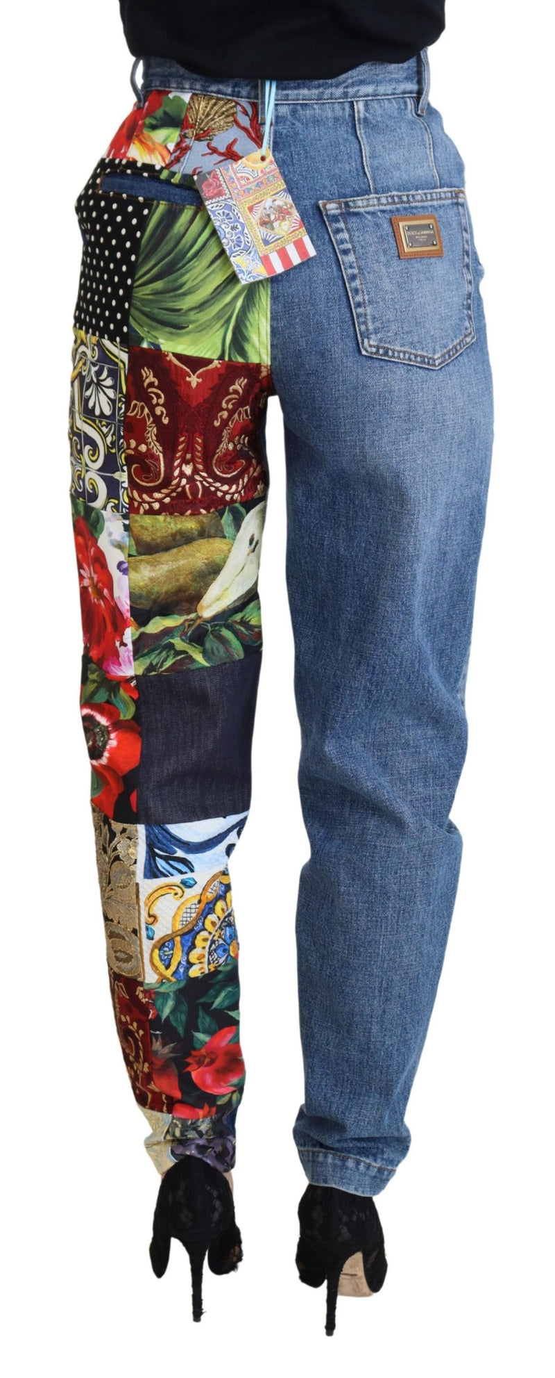 Patchwork jeans di lusso jacquard blu denim