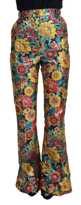 Elegantes pantalones tejidos multicolor